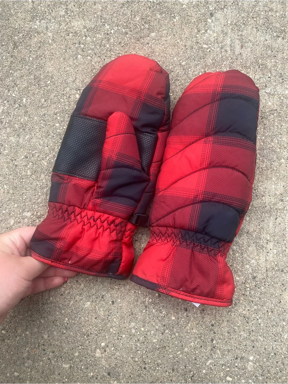 Old Navy Red and Black Plaid Mittens